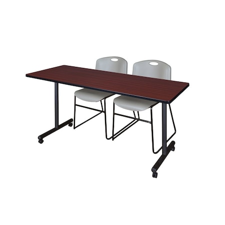 Kobe Rectangle Mobile table, 60" W, 29" H, Laminate Top, Mahogany MKTRCC6024MH44GY